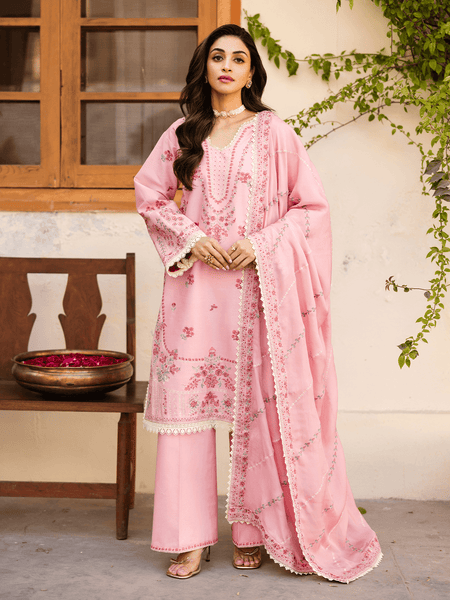 Cherry Blossom Eid Lawn – Baby Pink with Chintz Floral Elegance